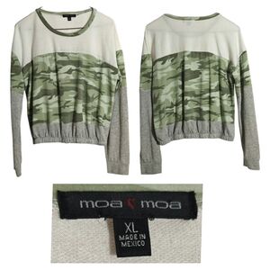 Moa Moa Green Camo and Gray Sweater